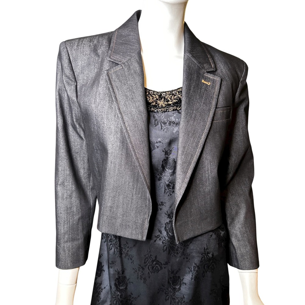 ELIE TAHARI Denim Cropped Blazer Indigo Size 10 NWT